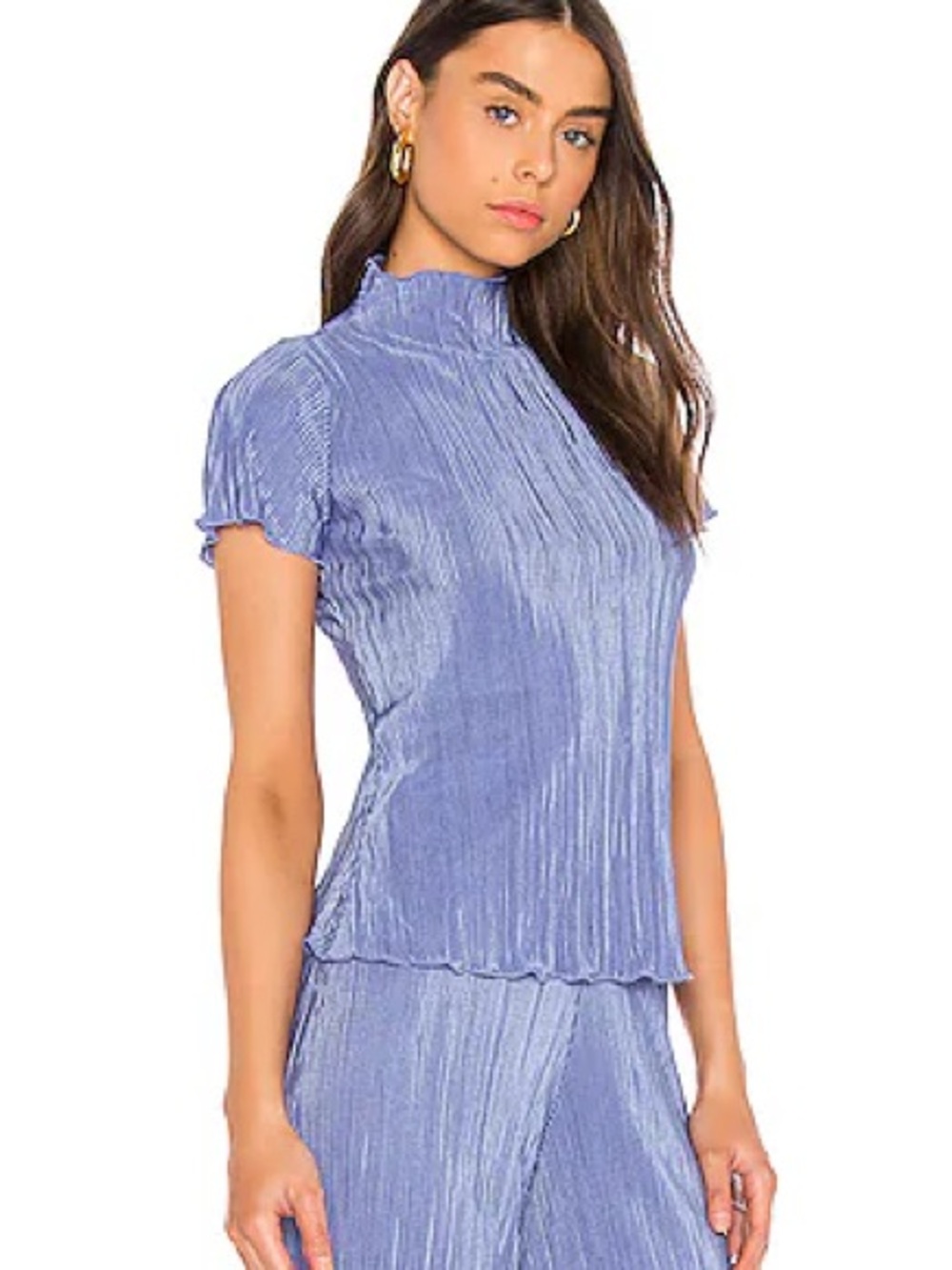 Song of Style Lilac Pleated Mock Neck Top